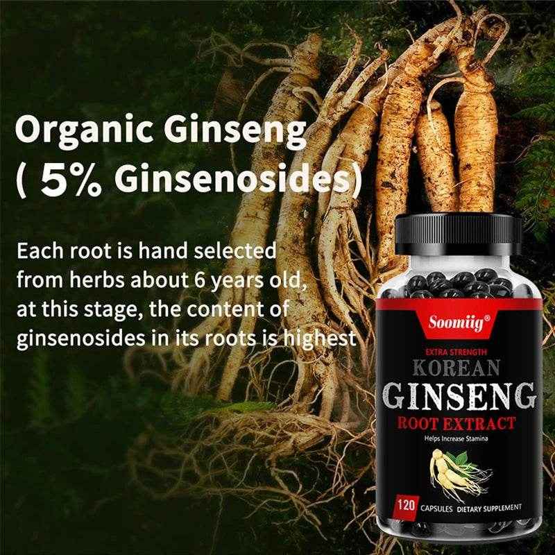 Korean Red Ginseng Extract - Enhances Endurance, Strength and Mood BalanceStrong for energy, stamina and focus