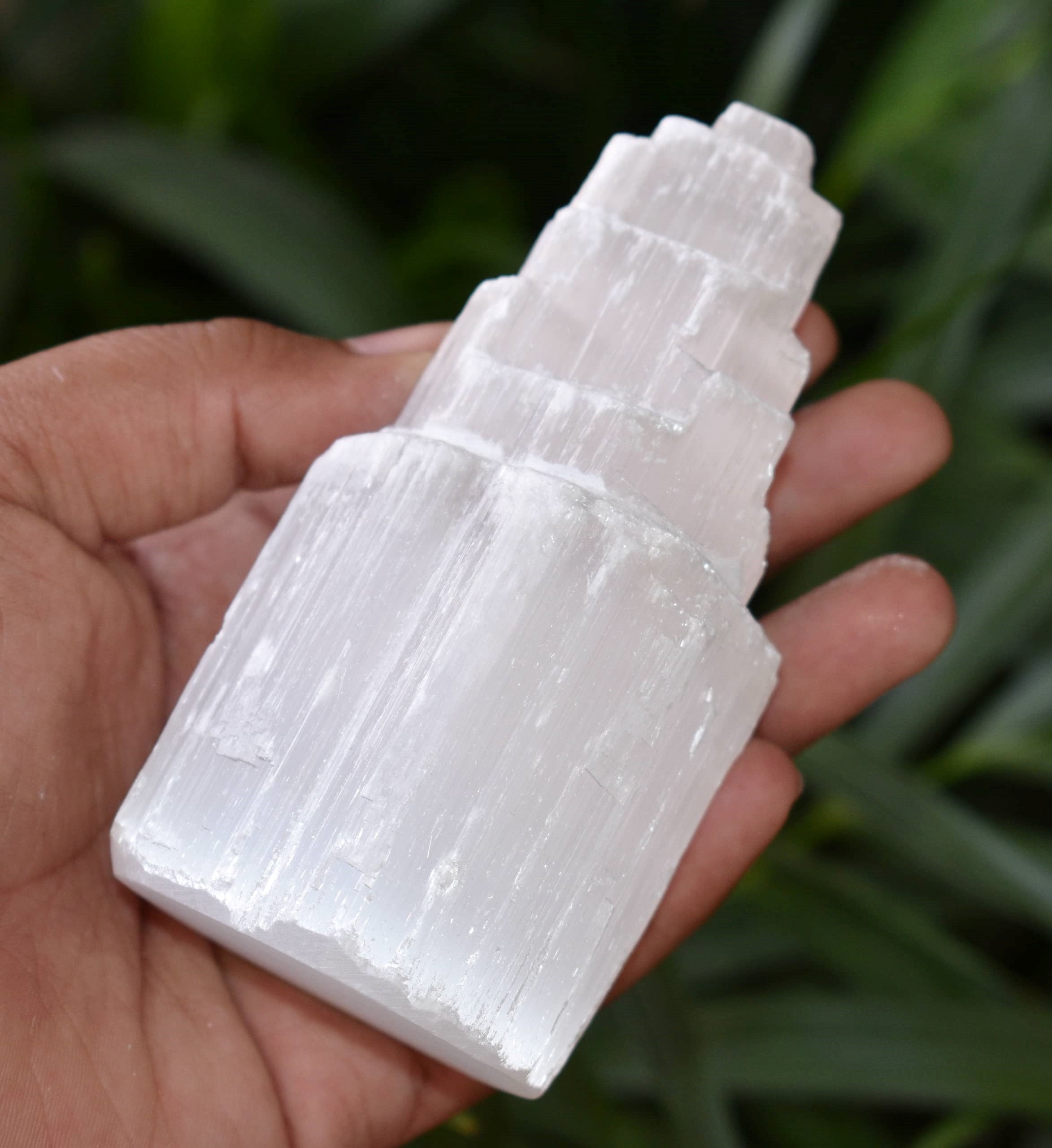 Natural Rough Selenite Swirl Towers, 4" Genuine Healing White Spiral Crystal DestGlow