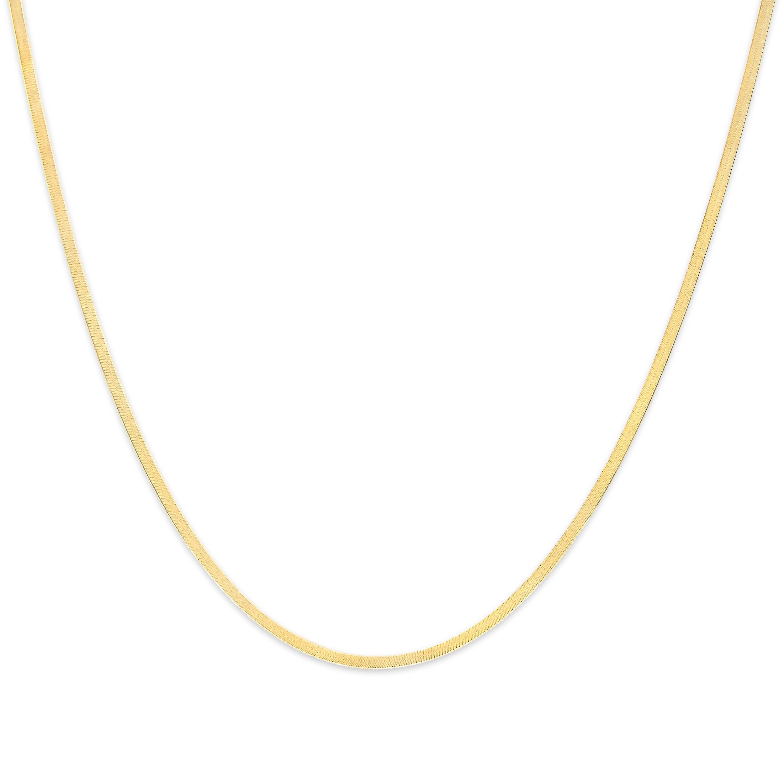 Unisex Solid 14K Yellow Gold 2.8mm Imperial Herringbone Chain Necklace - 18" Inches by Bids.com