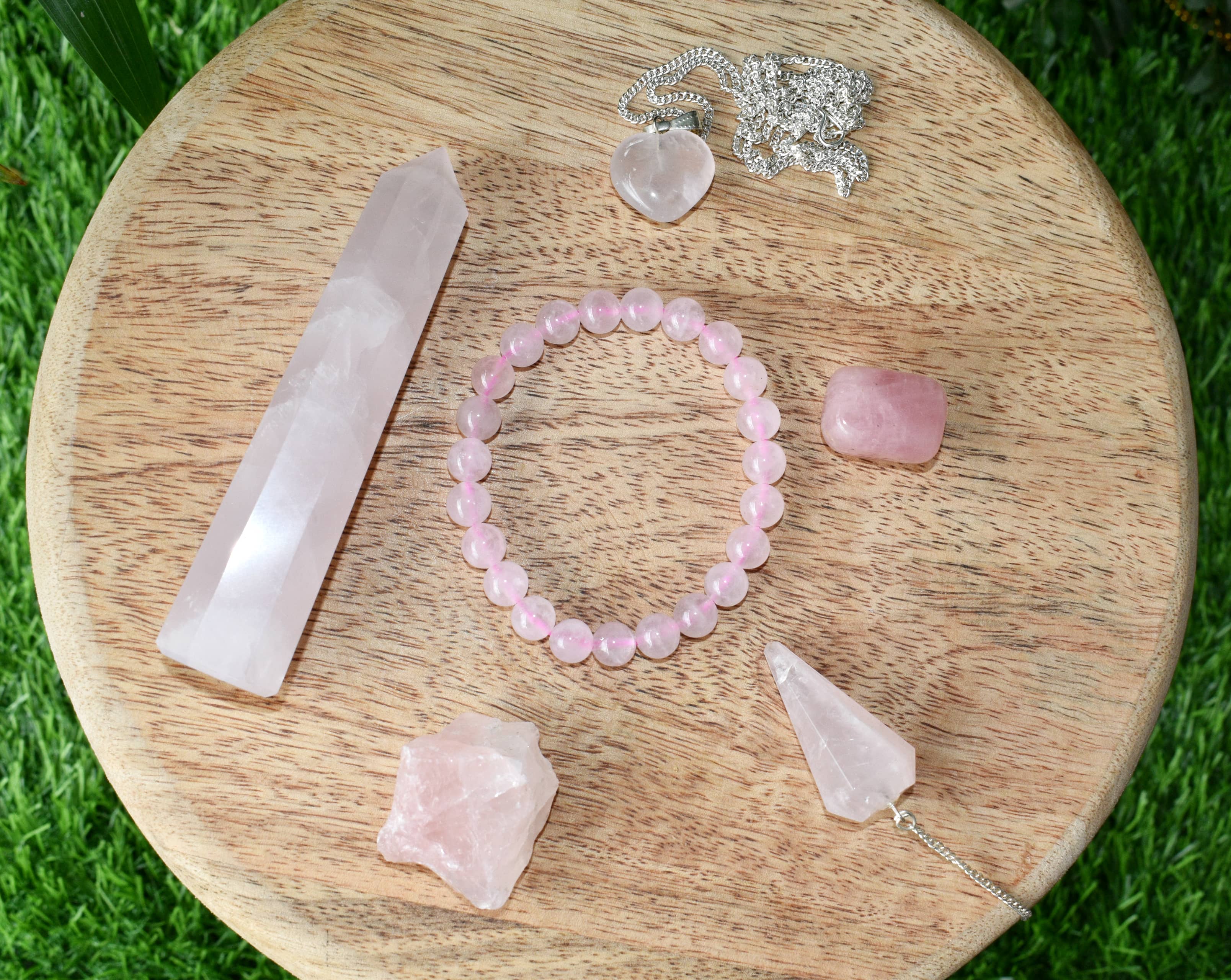 Rose Quartz Crystal Gift Set For Emotional Support and Protection, Real Polished Gemstones. DestGlow