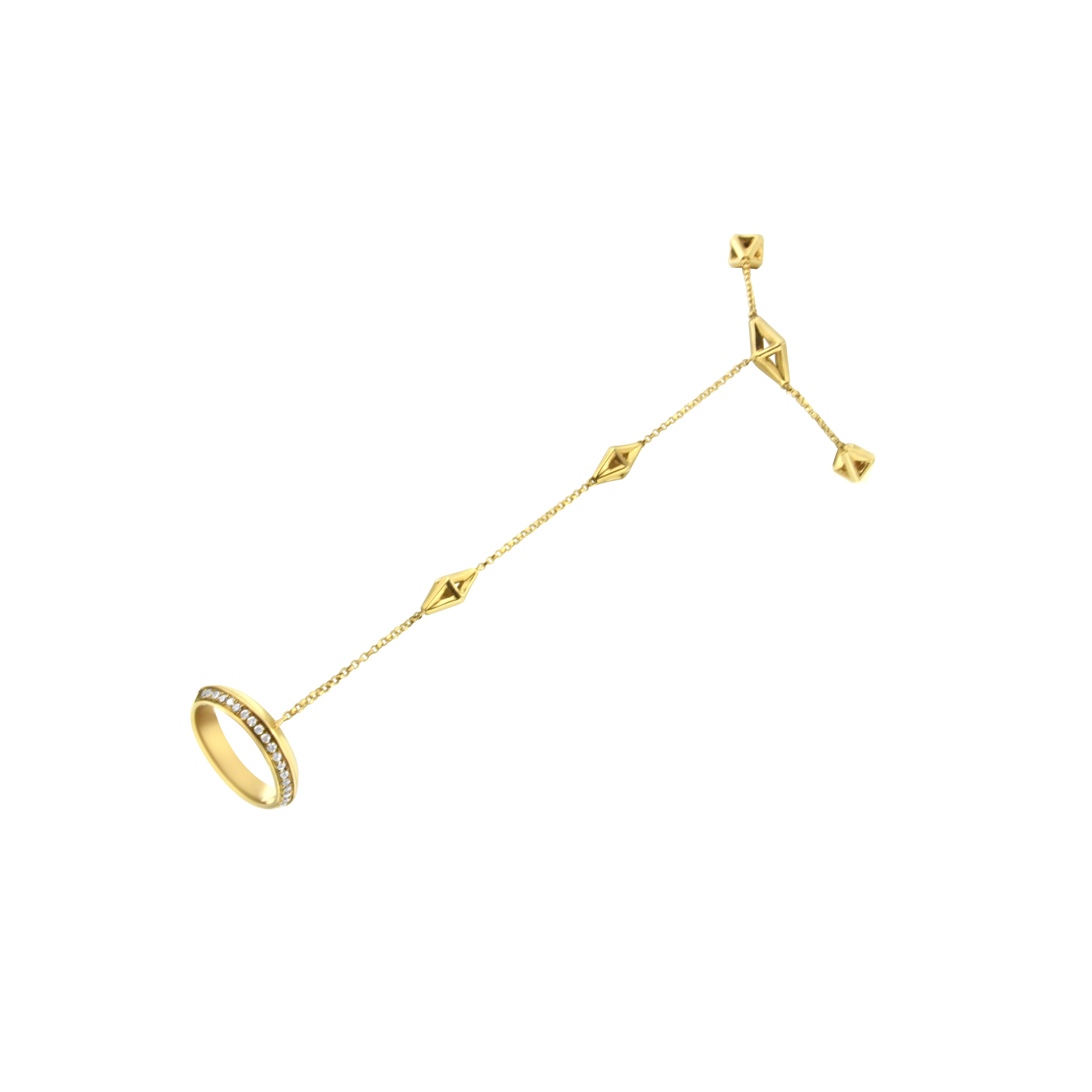 14K Yellow Gold 1/4 Cttw Diamond Ring and Bracelet Hand Chain (G-H Color, SI1-SI2 Clarity) - 7" by Bids.com