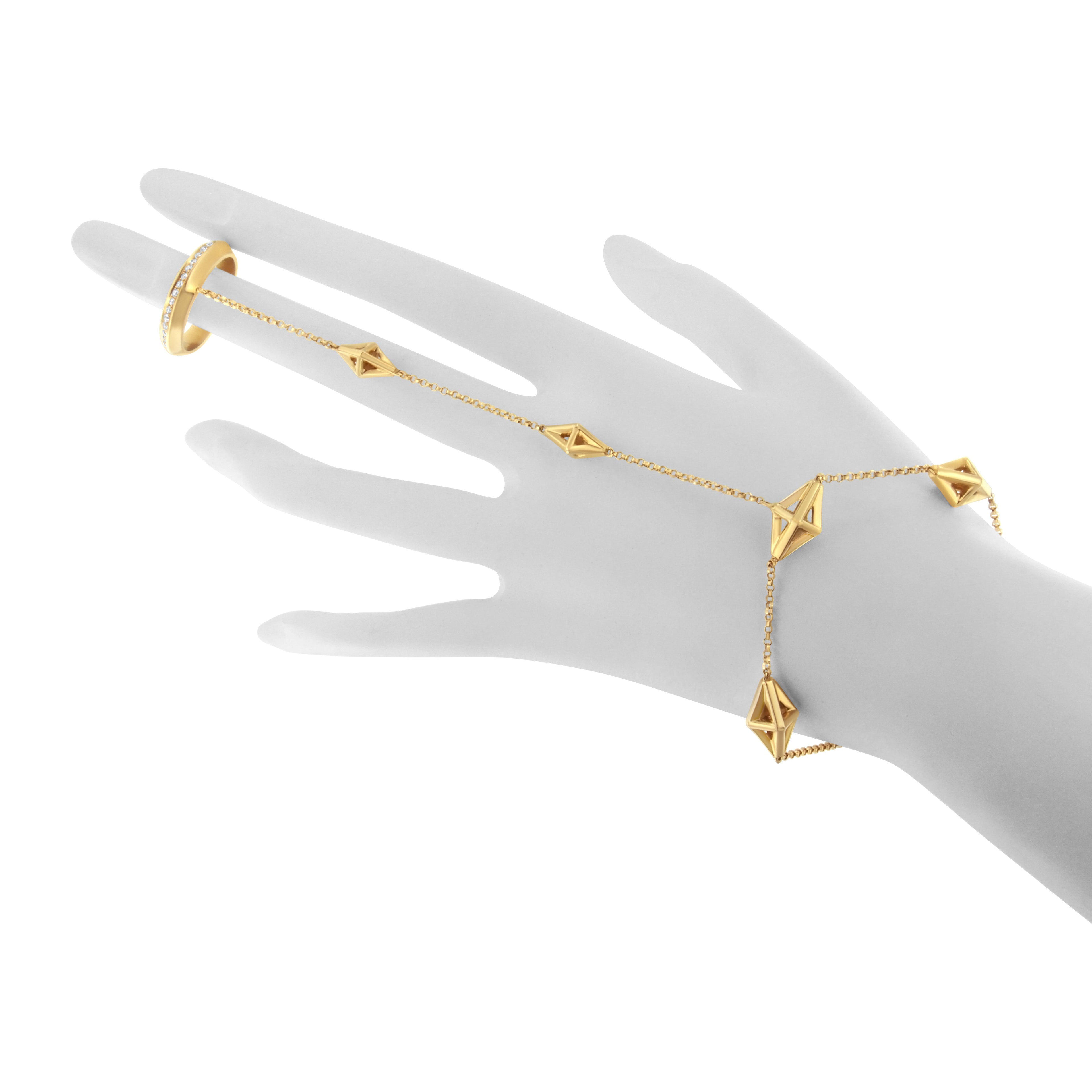 14K Yellow Gold 1/4 Cttw Diamond Ring and Bracelet Hand Chain (G-H Color, SI1-SI2 Clarity) - 7" by Bids.com