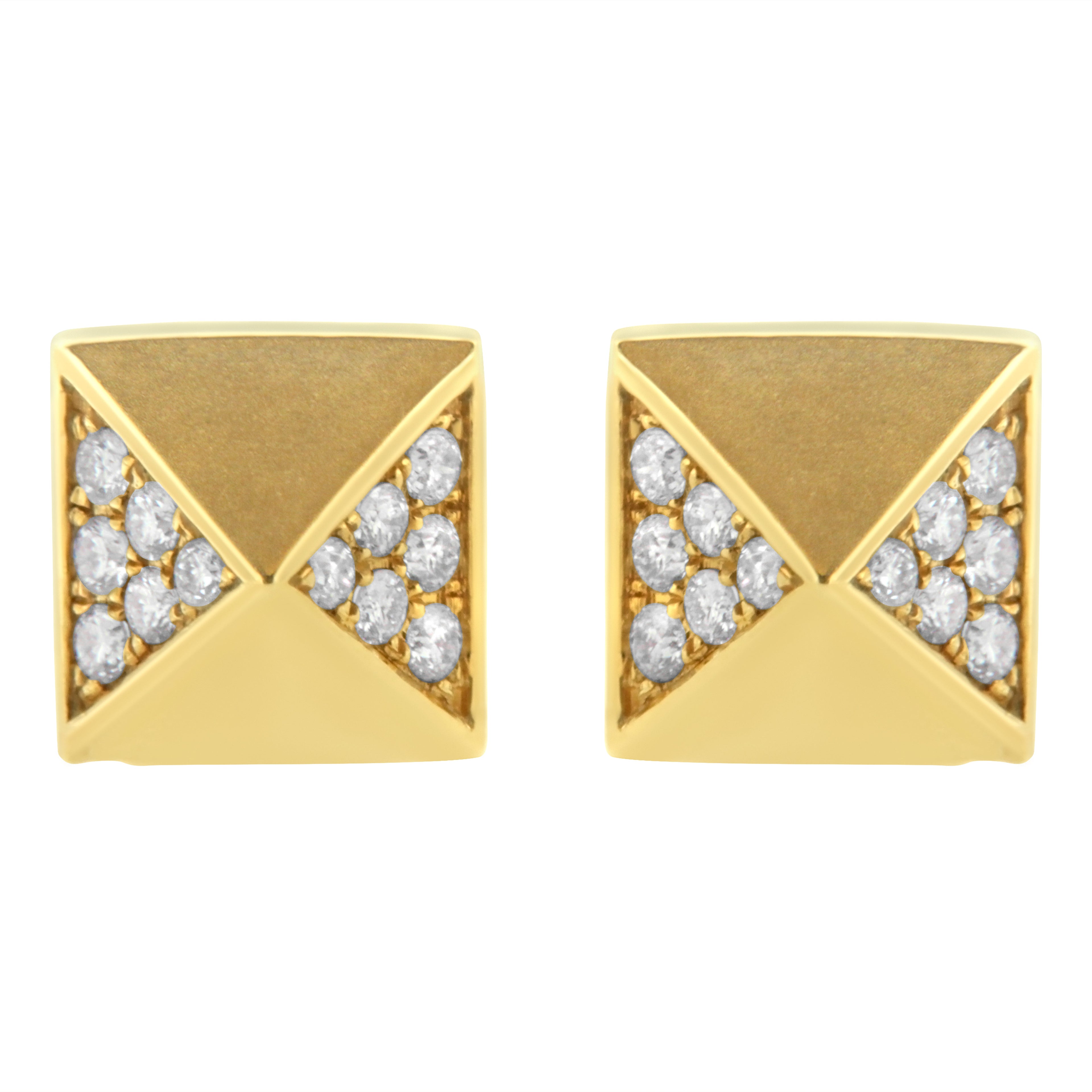 14K Yellow Gold 1/4 Cttw Diamond Pyramid Stud Earring (G-H Color, SI1-SI2 Clarity) by Bids.com