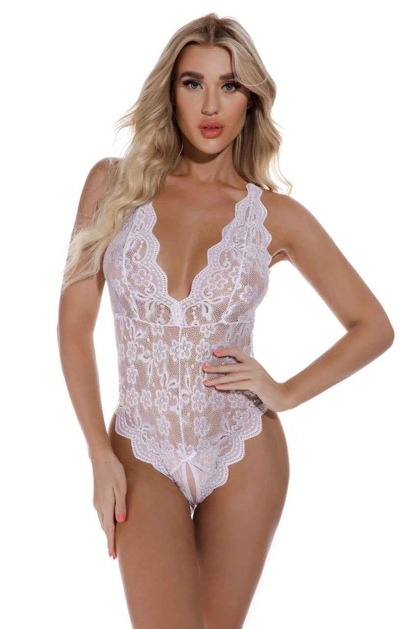 Split Crotch Lace Teddy