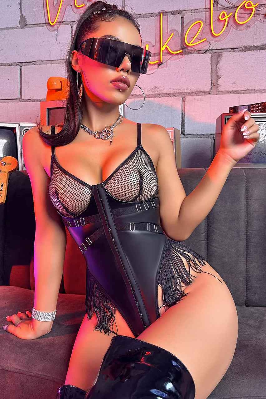 Feisty Faux Leather Teddy