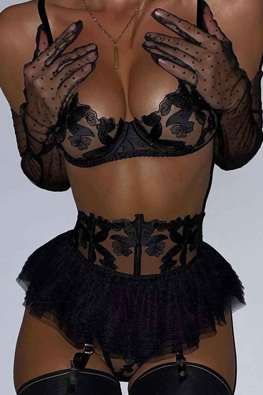 Floral Mesh Ballerina Bra Set