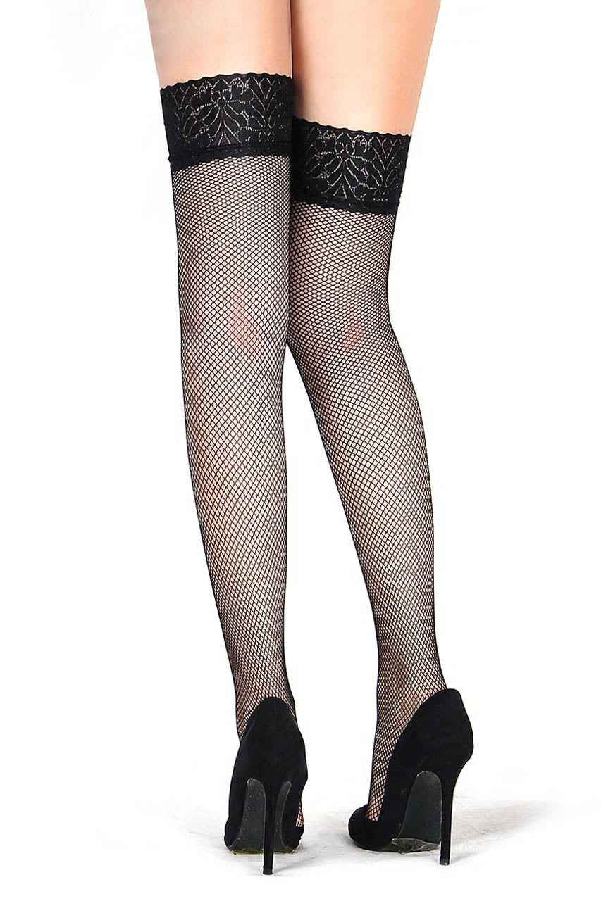 Plus Size Net Stockings with Lace