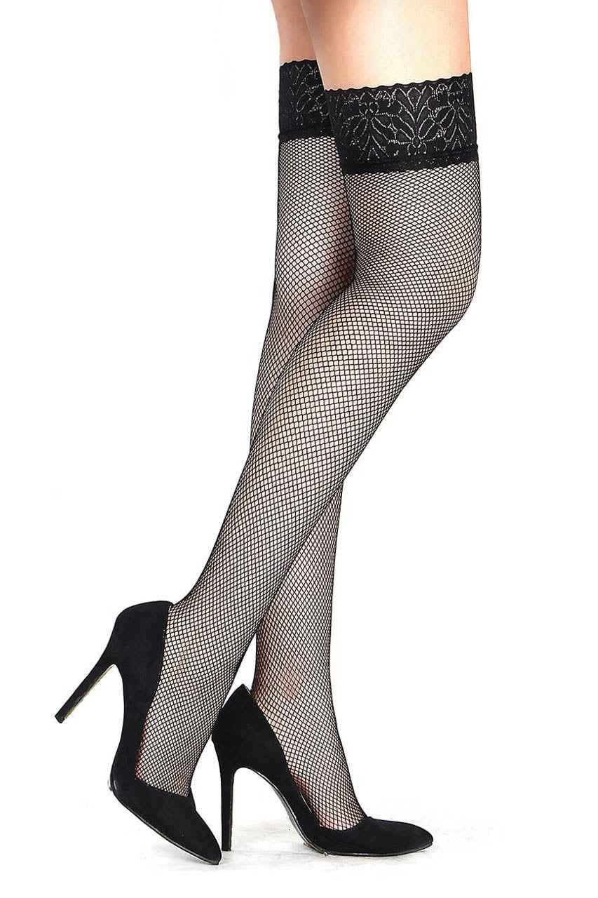 Plus Size Net Stockings with Lace