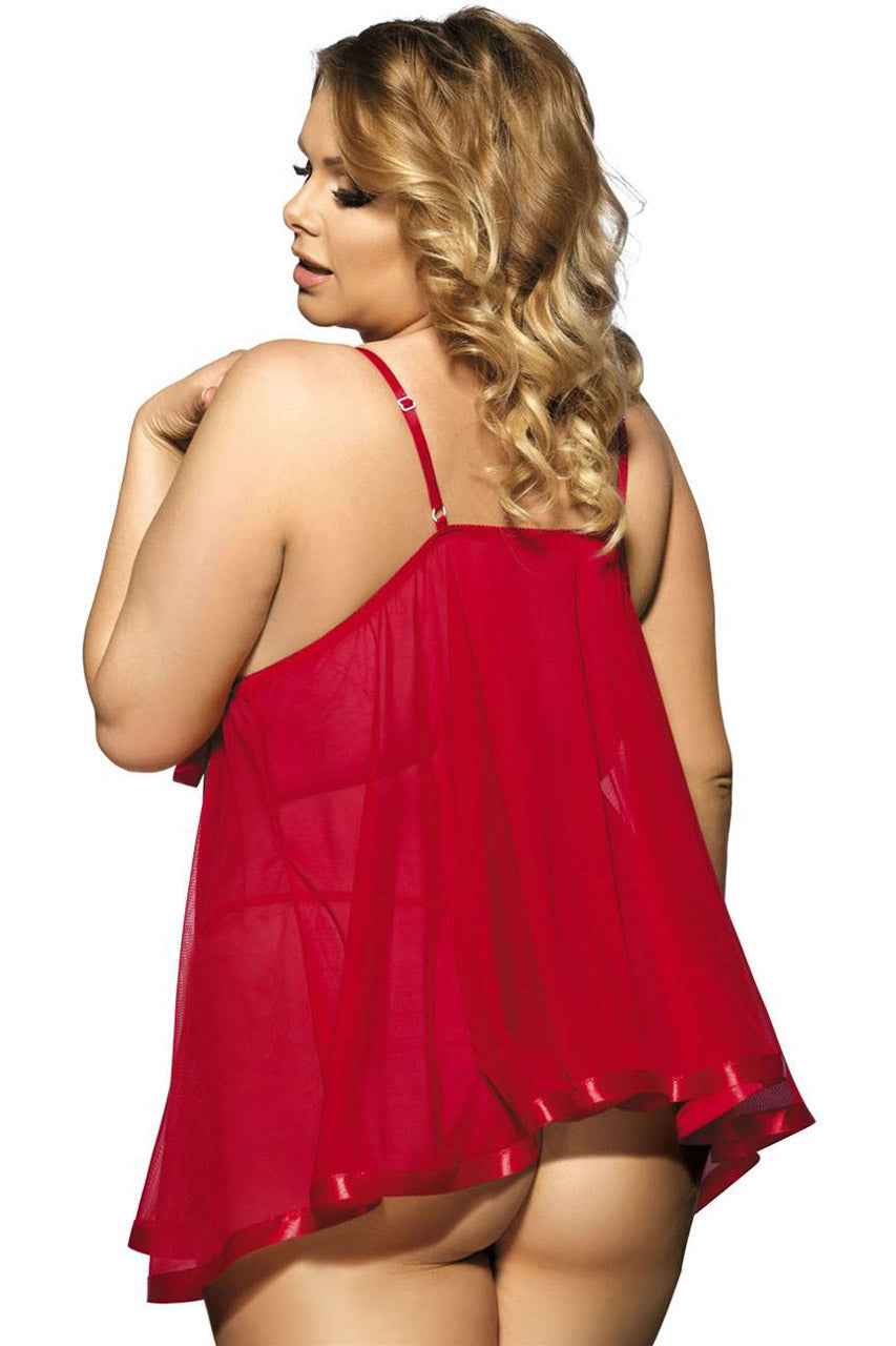 Plus Size Mesh and Floral Babydoll