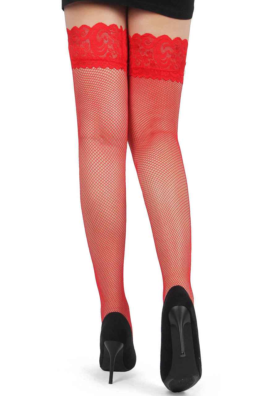 Plus Size Basic Net Stockings with Lace