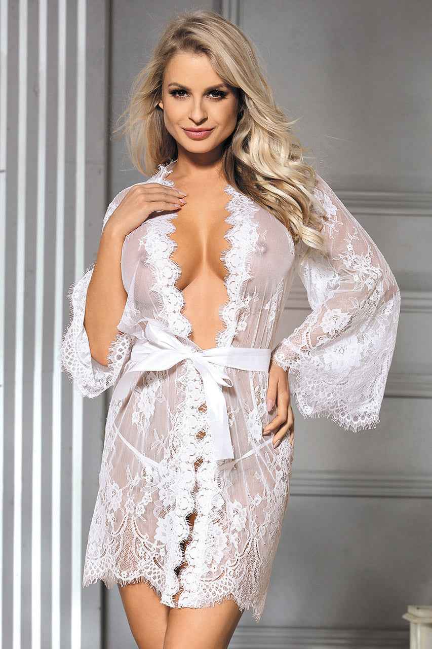 Short Eyelash Lace Robe
