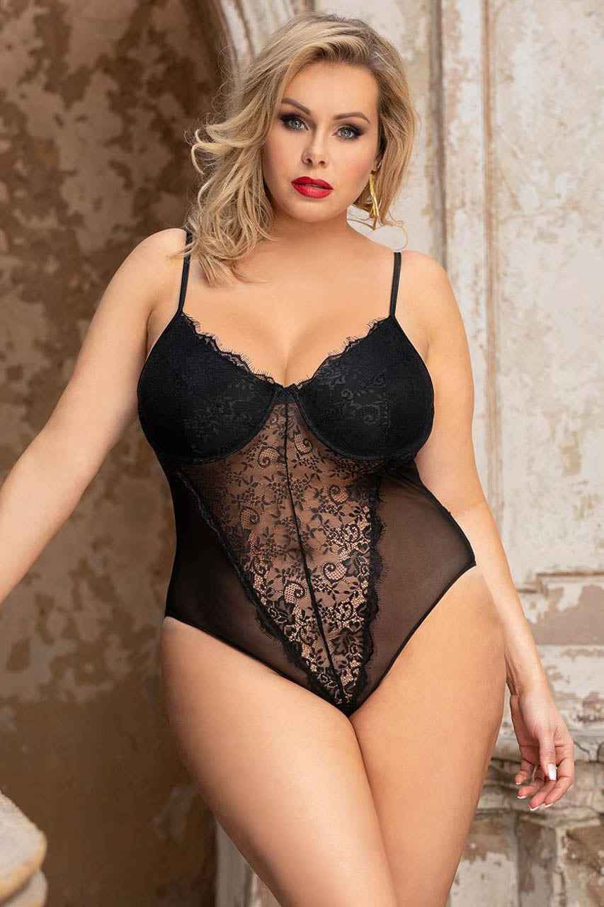Plus Size Lace Underwire Teddy