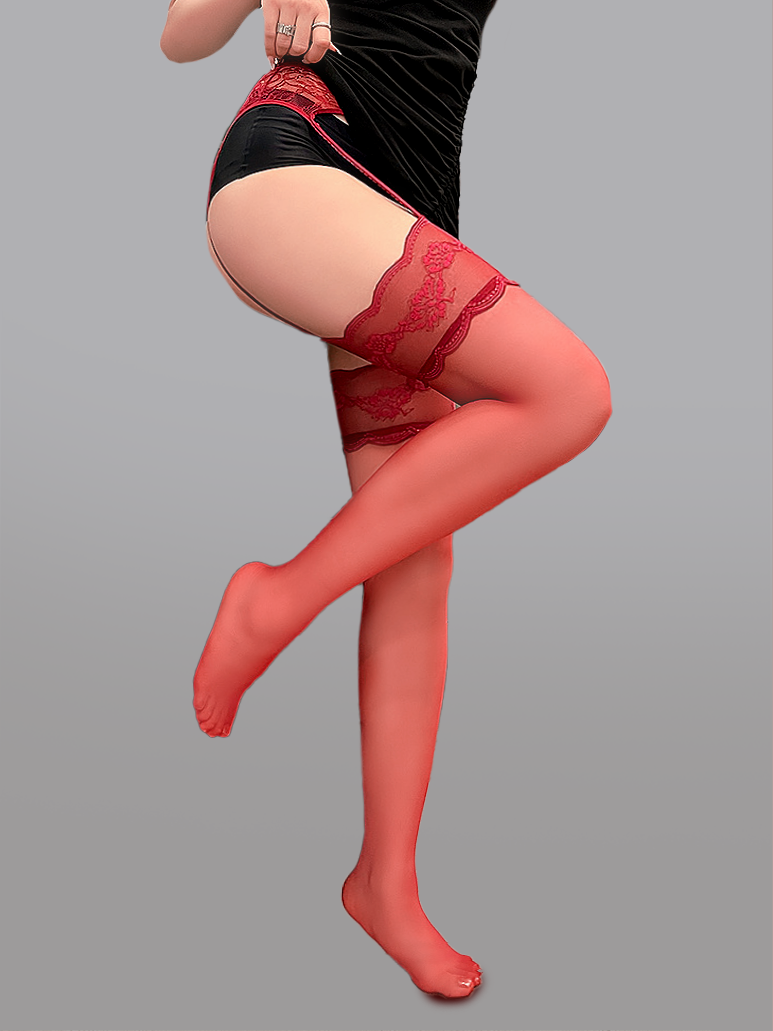 Lace Waist Garter Tights - DestGlow