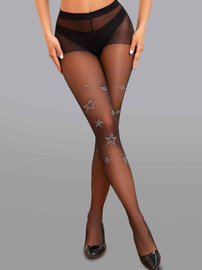 Star Diamond Embellished Tights
