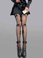 Butterfly Bow Black Tights - leggings