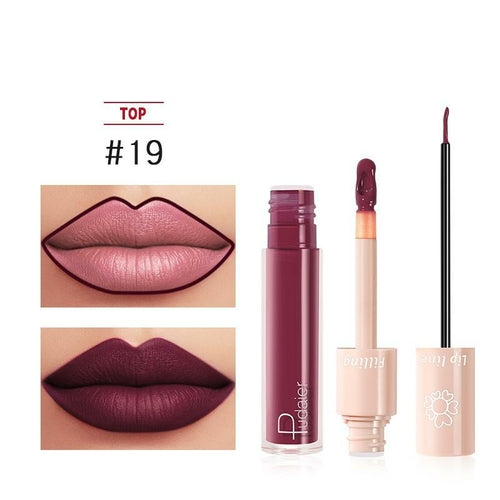 Pudaier Duo Lip Liner & Matte Liquid Lipstick - Color #19 Sangria with Vitamin E