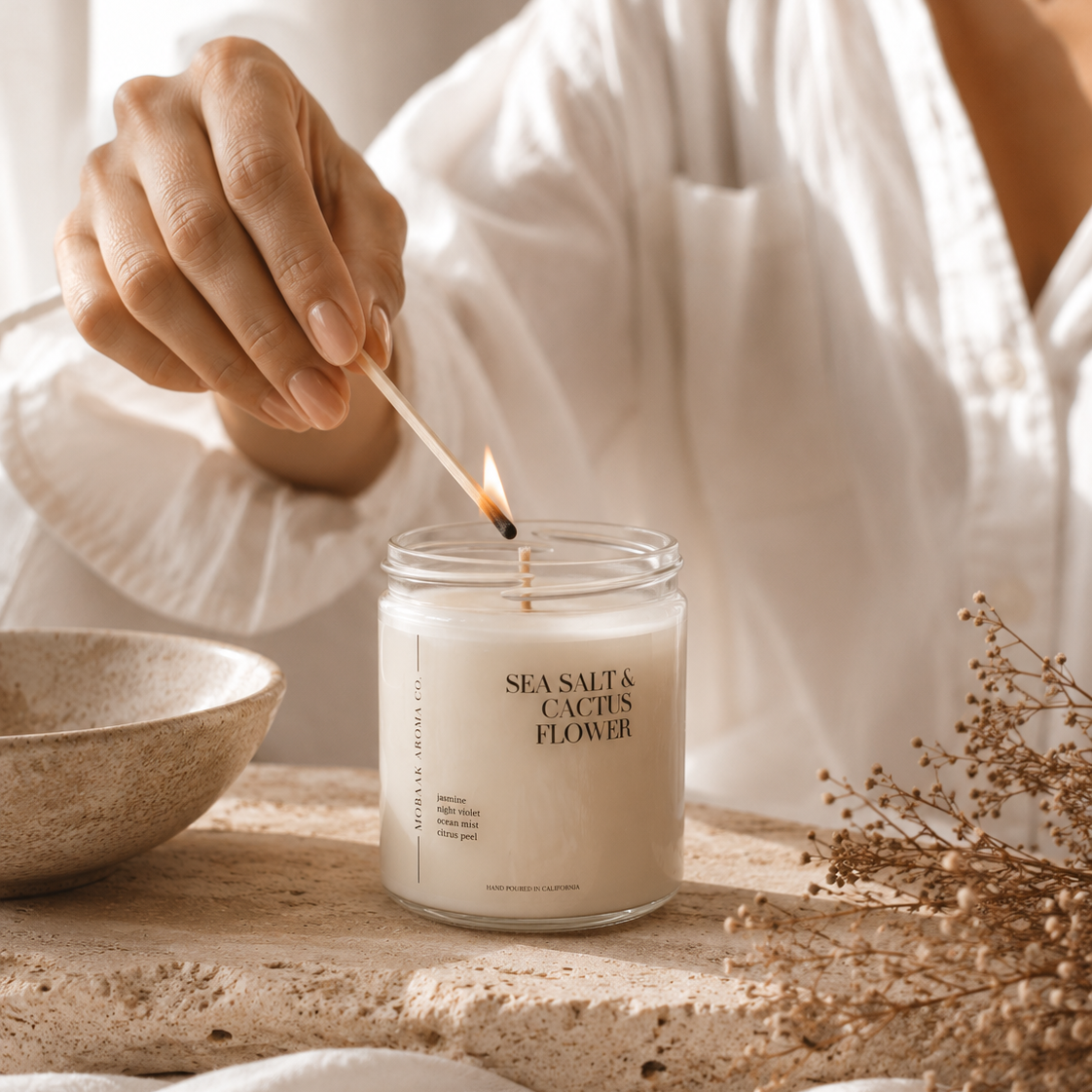 Sea Salt & Cactus Flower Candle by Mobaak Aromatherapy Shoppe
