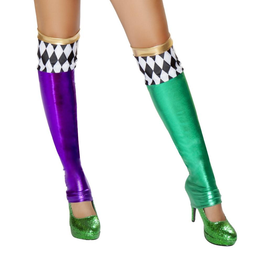 Pair of Purple and Green Metallic Leggings - DestGlow