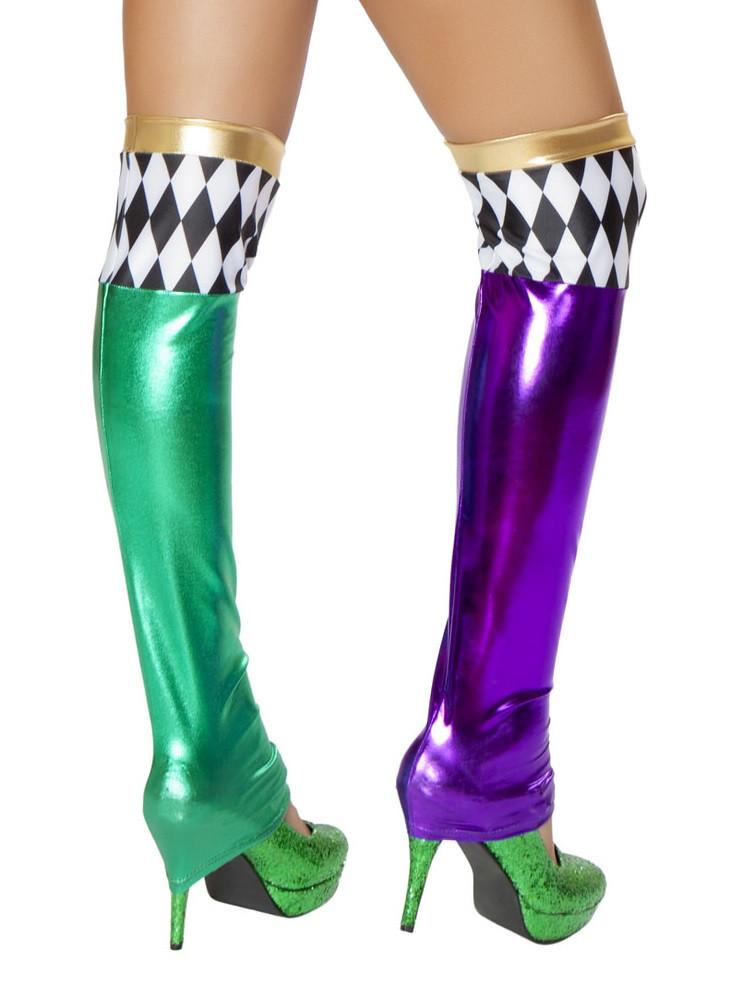 Pair of Purple and Green Metallic Leggings - DestGlow