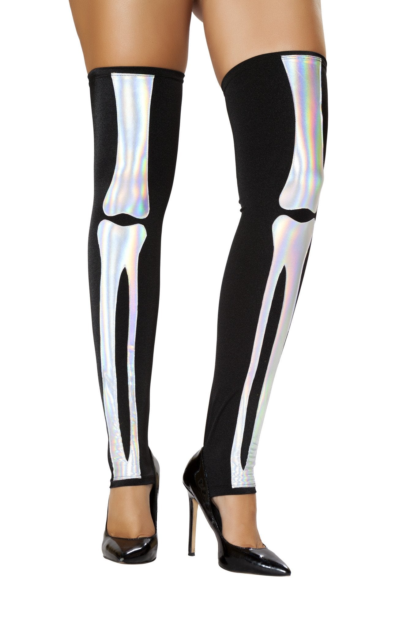 Black Silver Skeleton Leggings - DestGlow