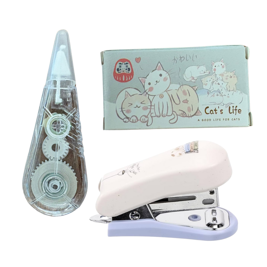 Set de Papelería Completo - Engrapadora, Corrector Líquido y Clips de Oficina DestGlow