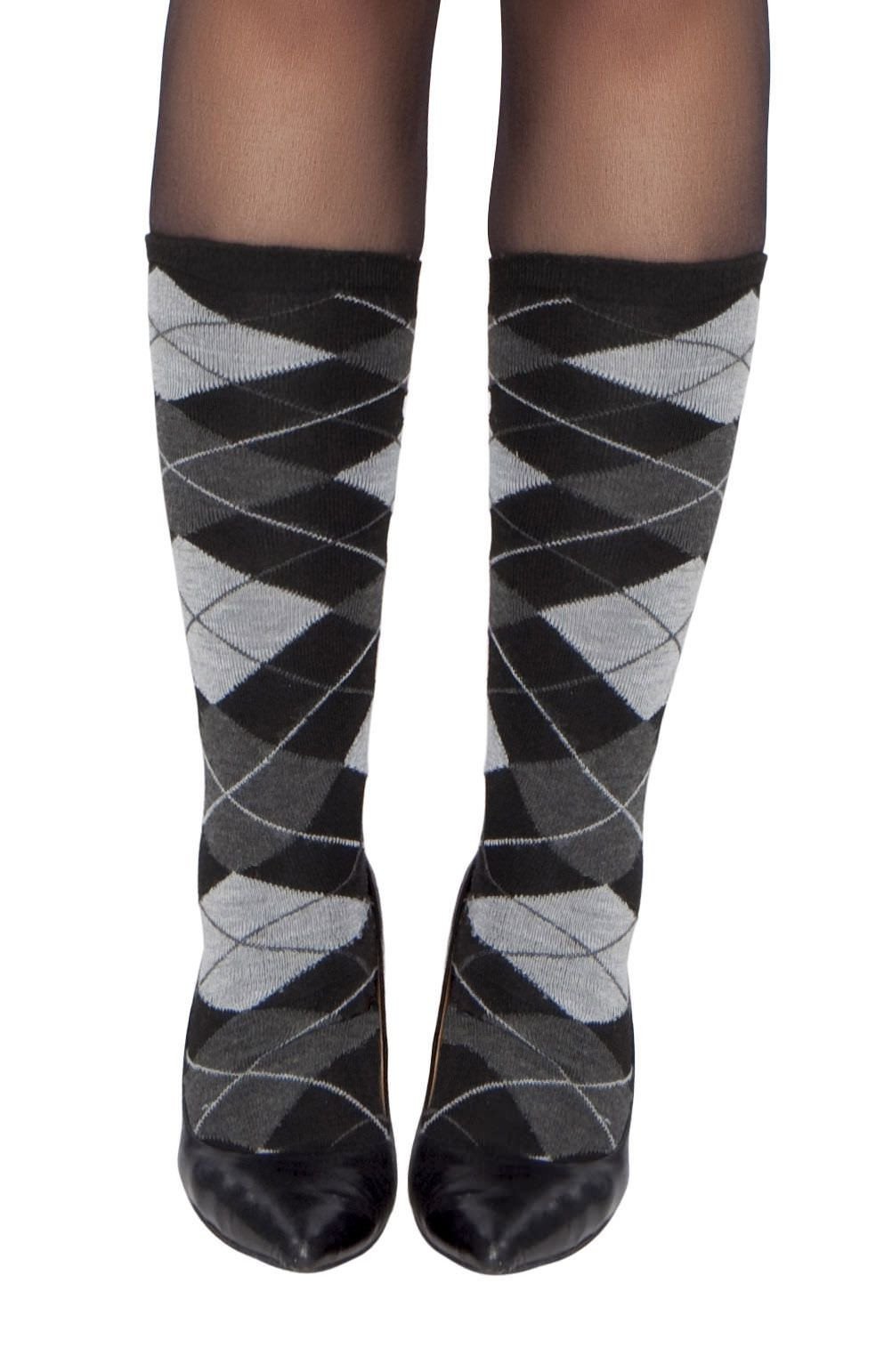 Pair of Gray Argyle Leg Warmers - DestGlow
