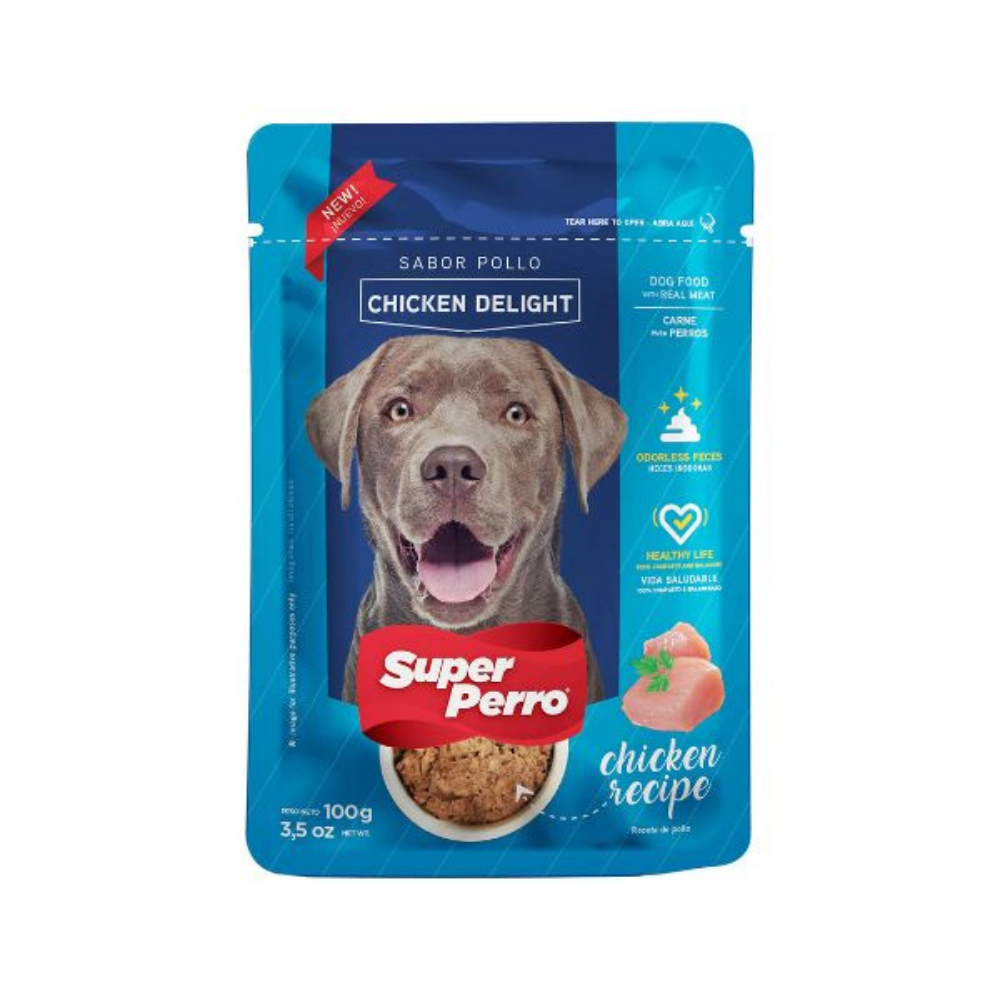 Super Perro Chicken Delight Wet Dog Food Pouch (3.52 oz / 100 g) DestGlow