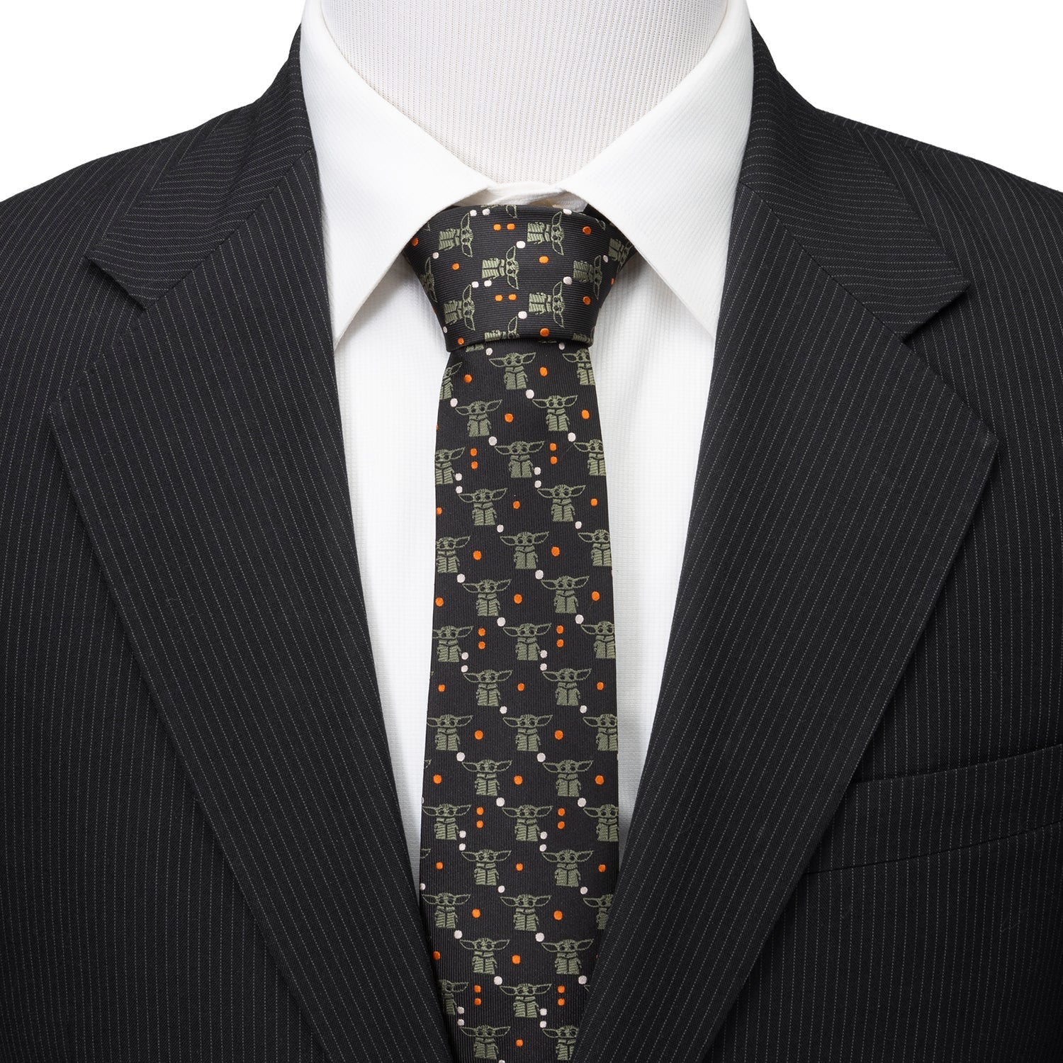 Star Wars Grogu Black and Orange Dotted Tie by Cufflinks.com
