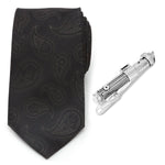 Star Wars Darth Vader LIGHTSABER Tie Clip and Black Paisley Tie – Choose the Dark Side Gift Set