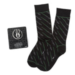 Star Wars Green LIGHTSABER Dress Socks with Jedi Crest Lapel Pin Gift Set