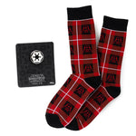 Star Wars Darth Vader Black and Red Plaid Dress Socks and Imperial Crest Lapel Pin Gift Set