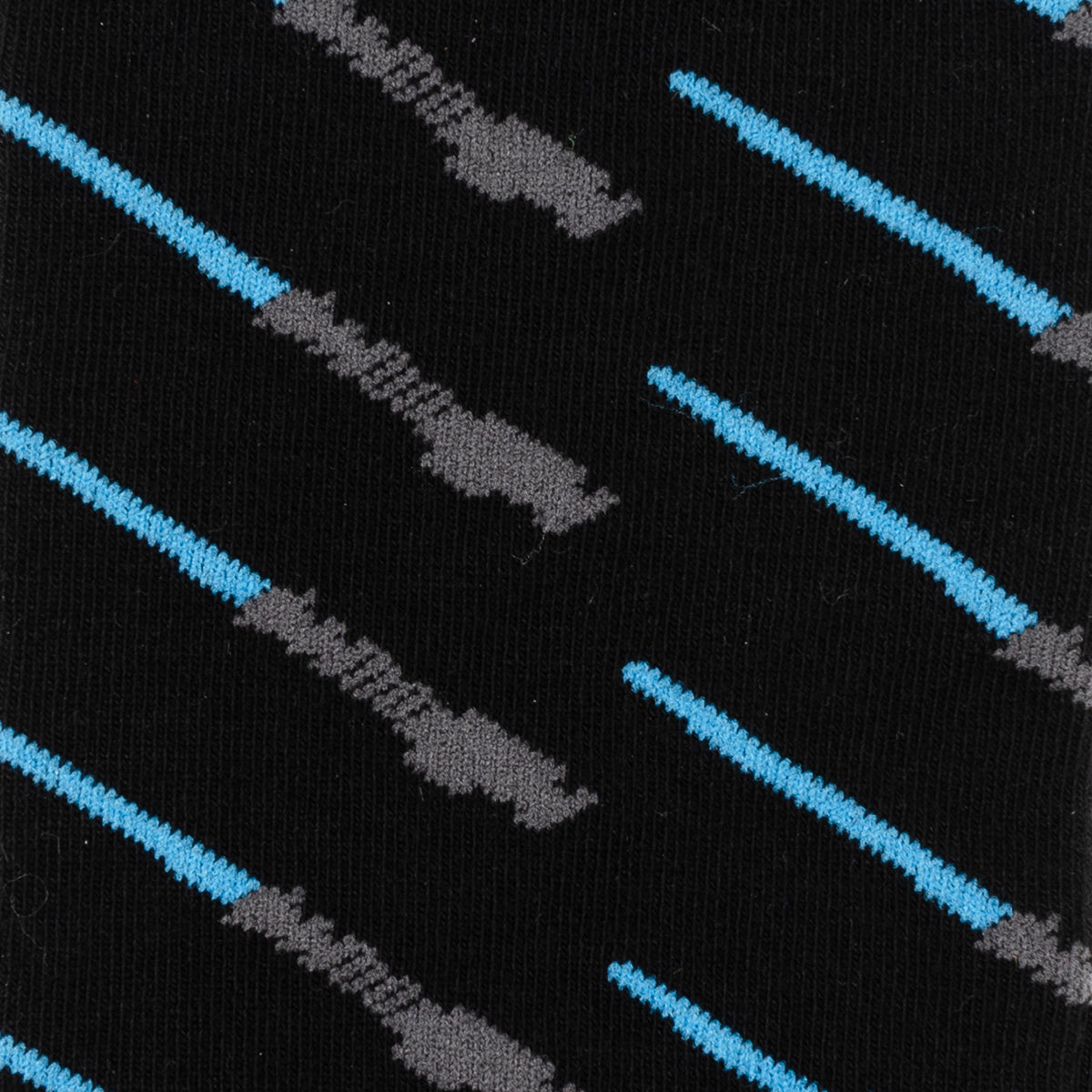 Star Wars Obi-Wan Kenobi Blue LIGHTSABER Pattern Black Dress Socks with Jedi Crest Lapel Pin Gift Set DestGlow