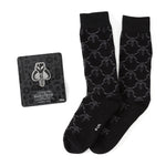 Star Wars Mandalorian Charcoal Gray Dress Socks and Mythosaur Lapel Pin Gift Set