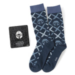 Star Wars Mandalorian Navy Checkered Dress Socks and Lapel Pin Gift Set