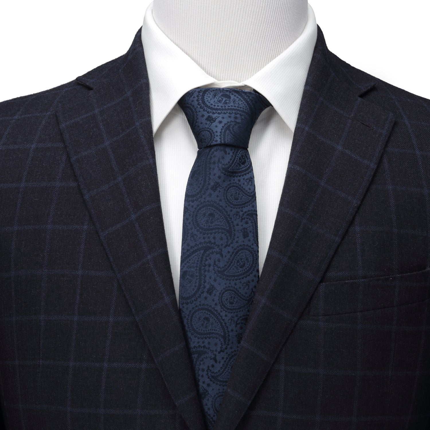 Star Wars Mandalorian and Grogu Navy Paisley Tie by Cufflinks.com