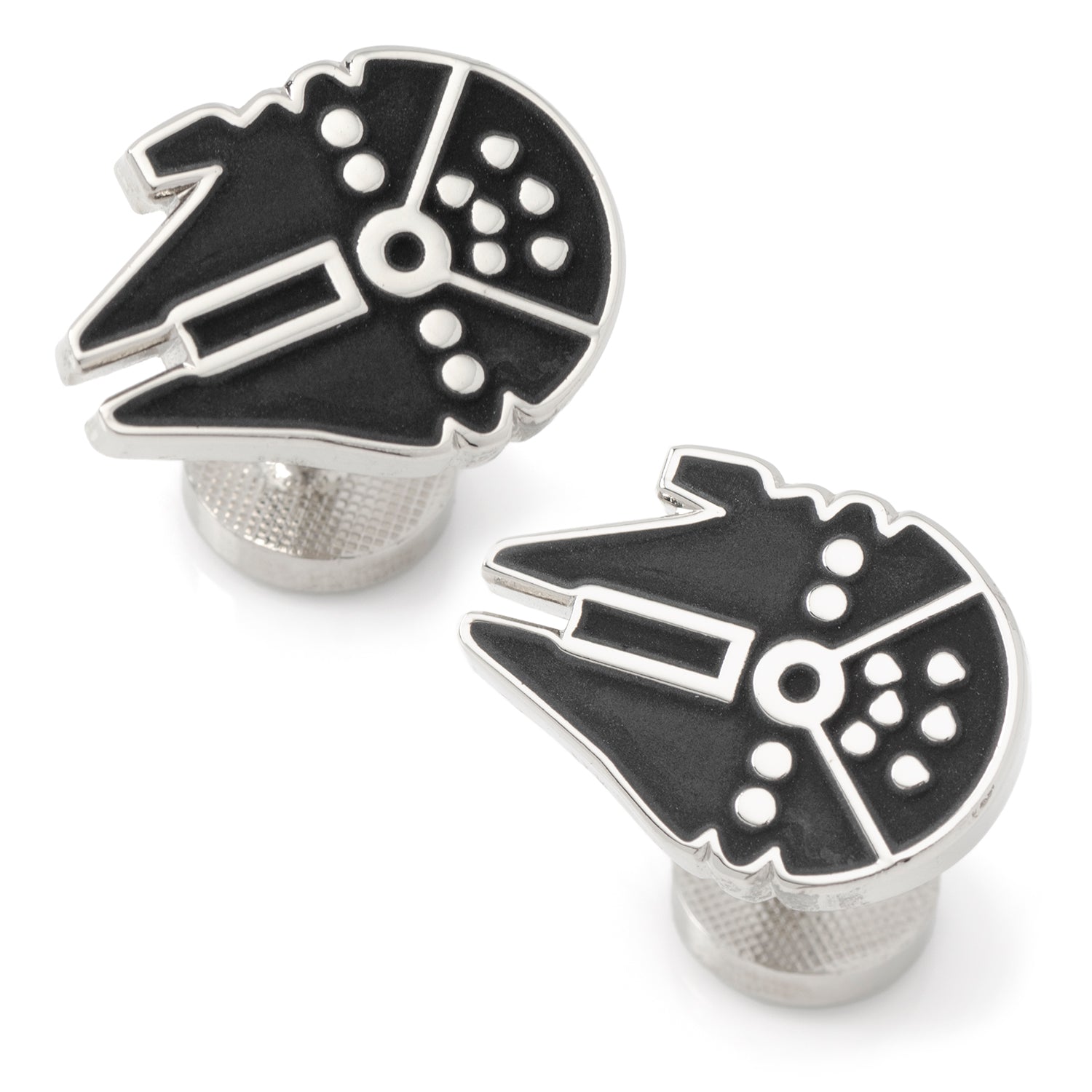 Star Wars Millennium Falcon Silver Inlaid Cufflinks by Cufflinks.com