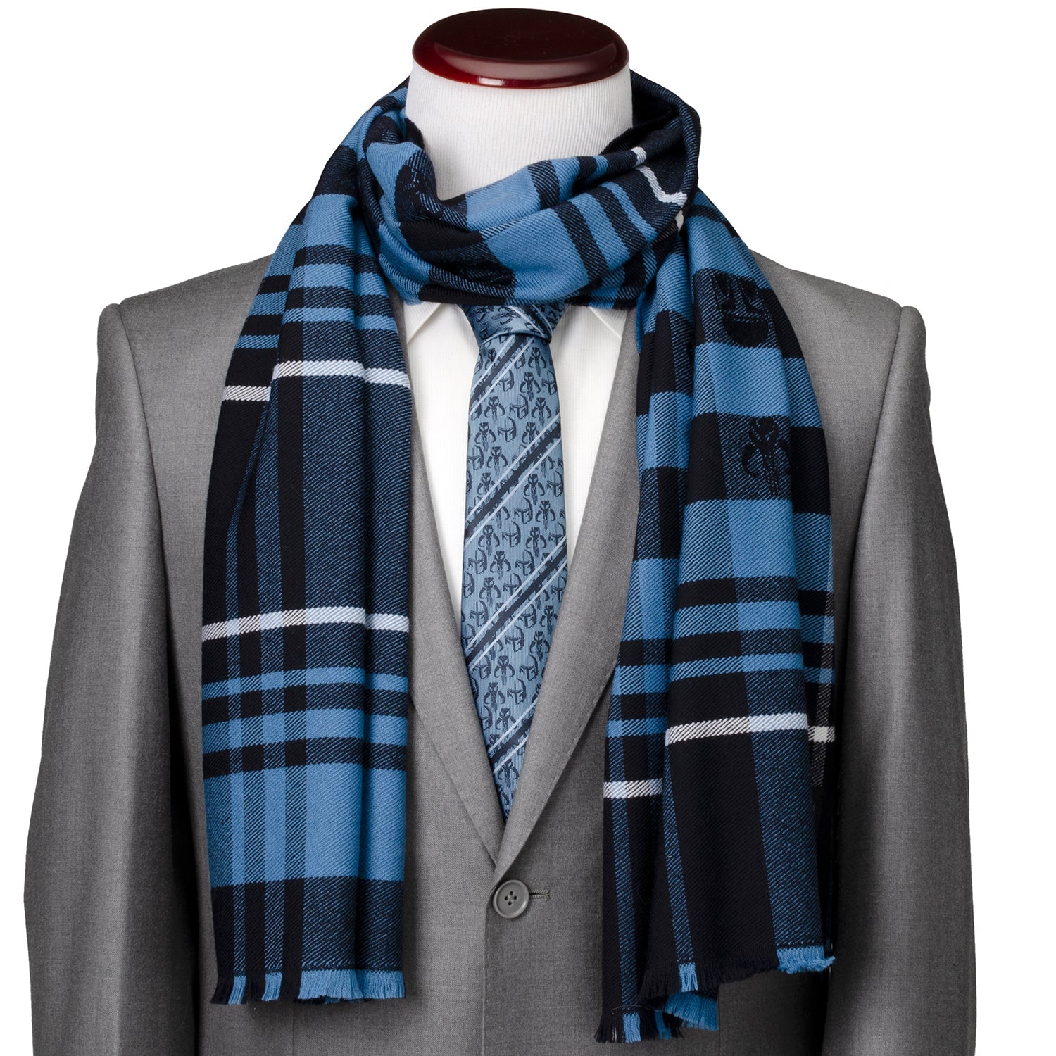 Star Wars Mandalorian Blue Tartan Scarf by Cufflinks.com