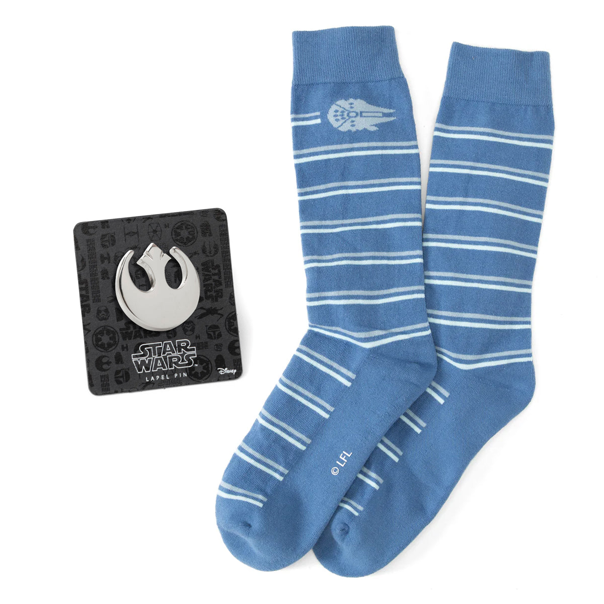 Star Wars Millennium Falcon Blue Striped Socks by Cufflinks.com