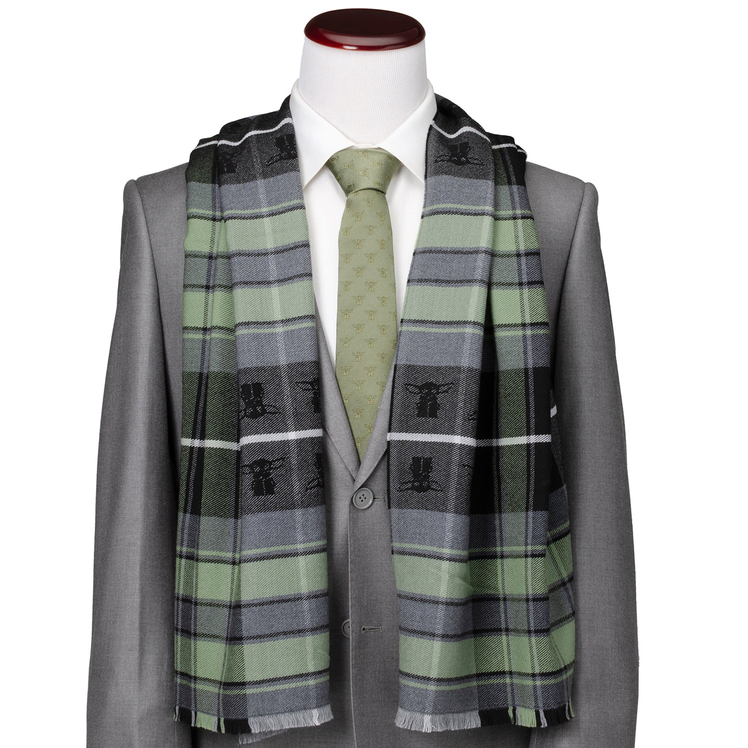 Star Wars Grogu Green and Black Scarf by Cufflinks.com