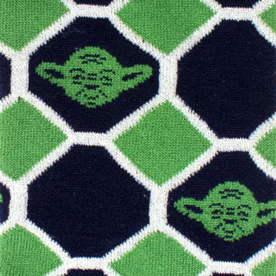 Star Wars Yoda Green and Navy Checkered Dress Socks and Jedi Crest Lapel Pin Gift Set DestGlow