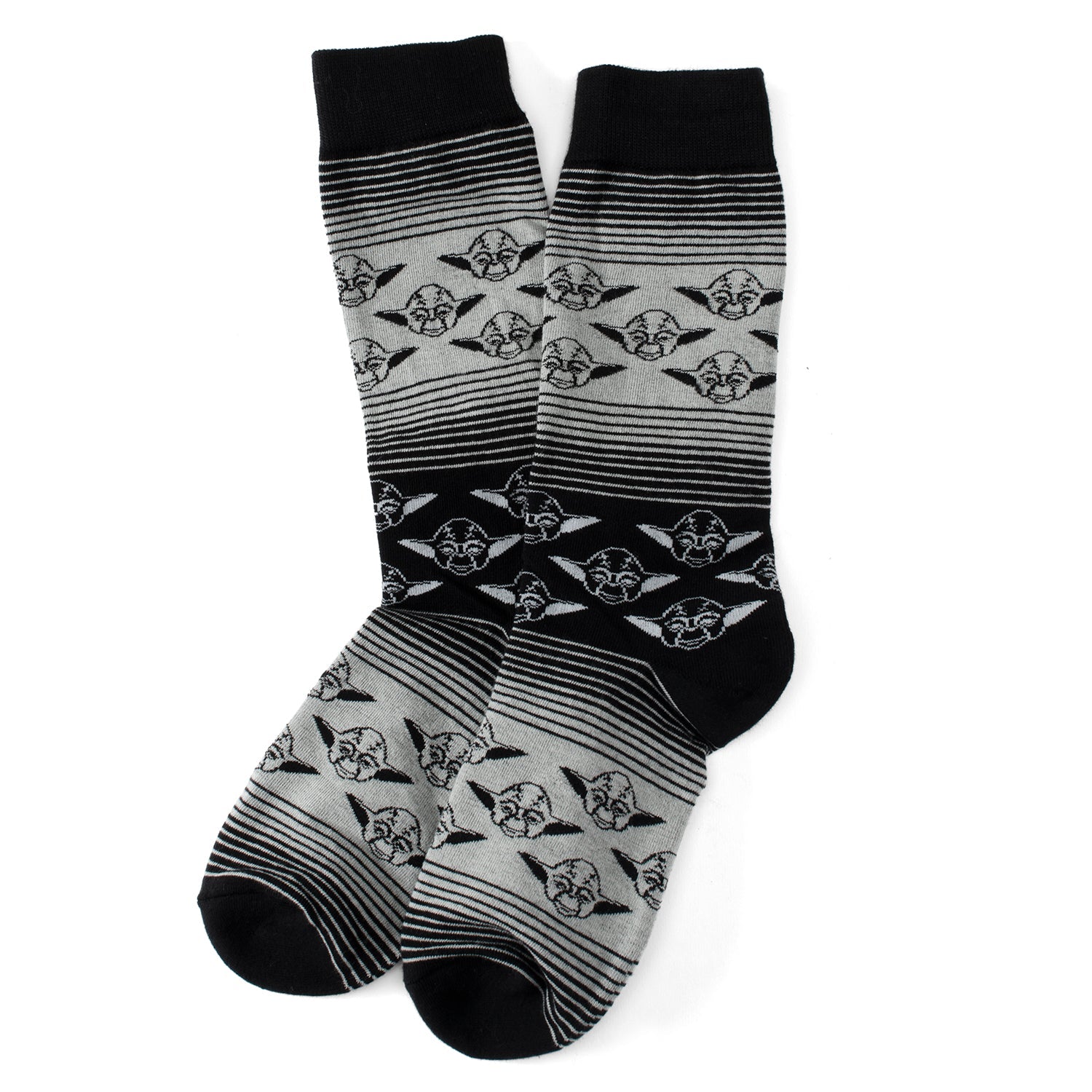 Star Wars Yoda Green, Gray, and Black Ombre Dress Socks and Jedi Crest Lapel Pin Gift Set DestGlow