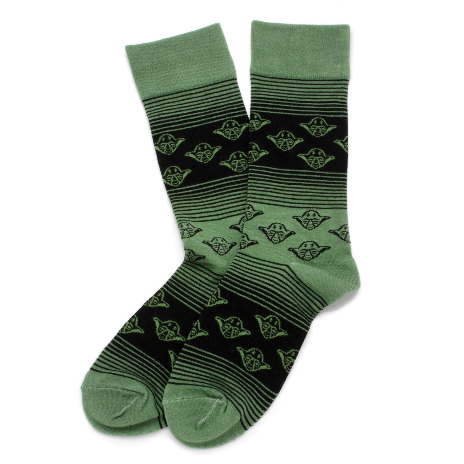 Star Wars Yoda Green, Gray, and Black Ombre Dress Socks and Jedi Crest Lapel Pin Gift Set DestGlow