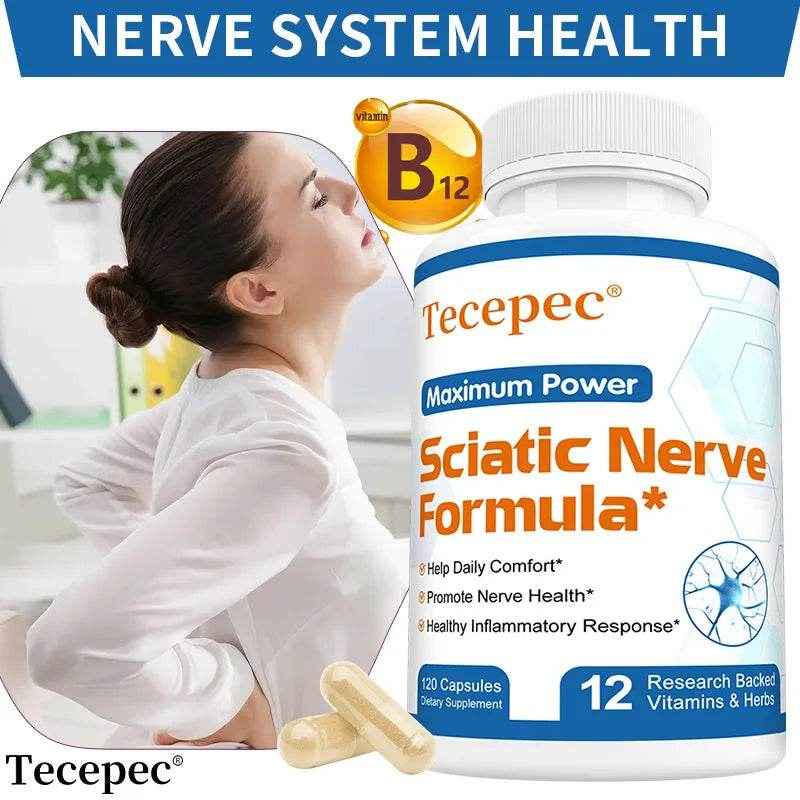 Tecepec Sciatic Nerve Formula - Vitamin B Complex, Promotes Nerve, Muscle and Endurance Health, Anti-inflammatory