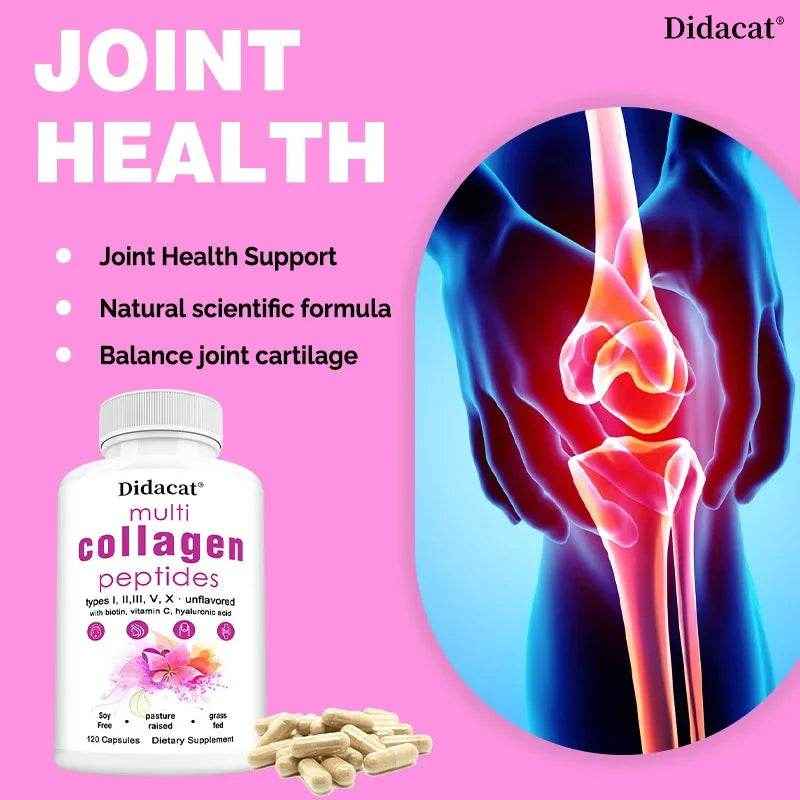 Multi-Collagen Peptides Supplement - Skin, Hair, Nails, Bone and Joint Health, Immunity, Free Radical Balance, Non-GMO