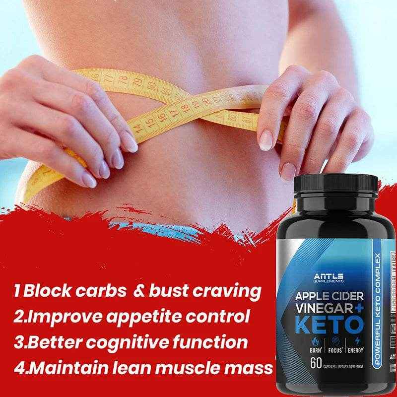 Keto BHB Fat Burner, Weight Management Supplement, Detox, Apple Cider Vinegar, Dietary Capsules