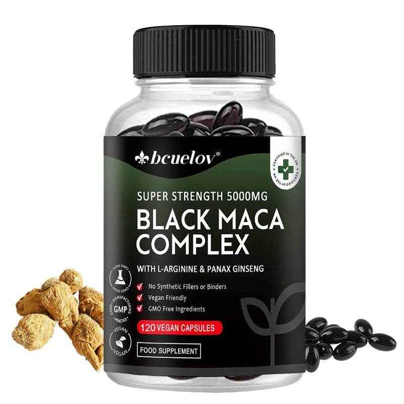 Black Maca & Ginseng Complex, Supports Energy, Muscle, Endurance, Mood, Focus, 120 Vegan Capsules