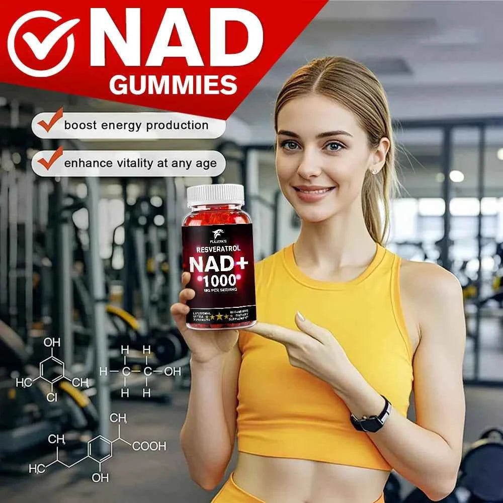 NAD+ Resveratrol Supplement Gummies - High Absorption, Energy Supplement, Daily Energy & Skin Support - 60 Gummies