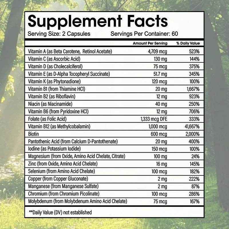 Multivitamin with Iron - Weight Management Supplement, Fat Burning & Metabolism, Vitamin & Mineral Supplement, 120 Capsules