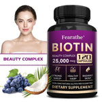 Biotin Vitamins with Pantothenic Acid, Folic Acid, Hair Growth Supplement for Men&Women - B1 B2 B3 B6 B12 - Healthy Nails & Skin