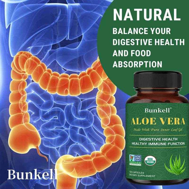Aloe Bioactive Organic Leaf Supplement - Organic Freeze Dried Aloe 180 mg, Detox Cleanse, Gut Health, 120 Capsules